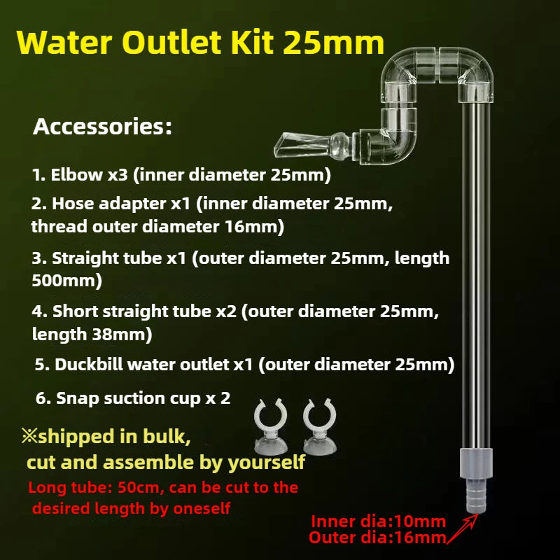 Aquarium Inlet Outlet Lily Pipe DIY Clear Acrylic Water Skimmer Inflow Outflow Fish Tank Filter Accessories Fishbowl Equipment