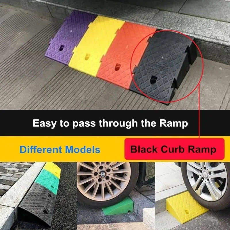 Car Driveway Ramp Kit 7/13cm Height  Portable Anti-Slip Wheel Chock Heavy Duty Threshold Ramps for Vehicle Maintenance & Loading