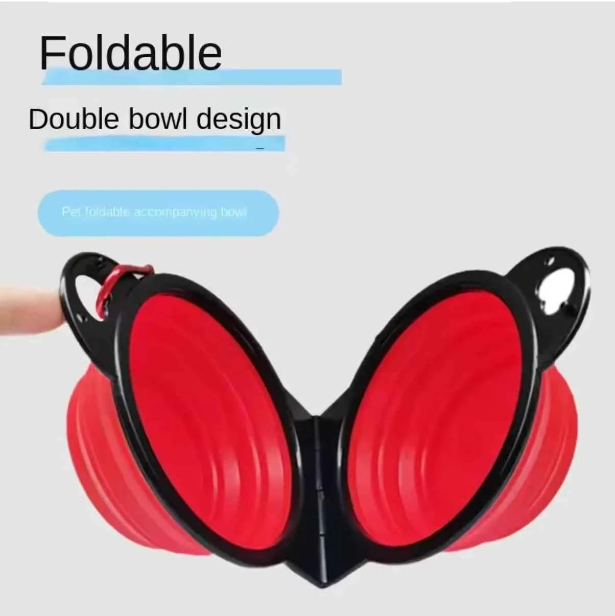 1-piece 2-in-1 foldable dual bowl feeding bowl portable outdoor travel dog and cat drinking bowl