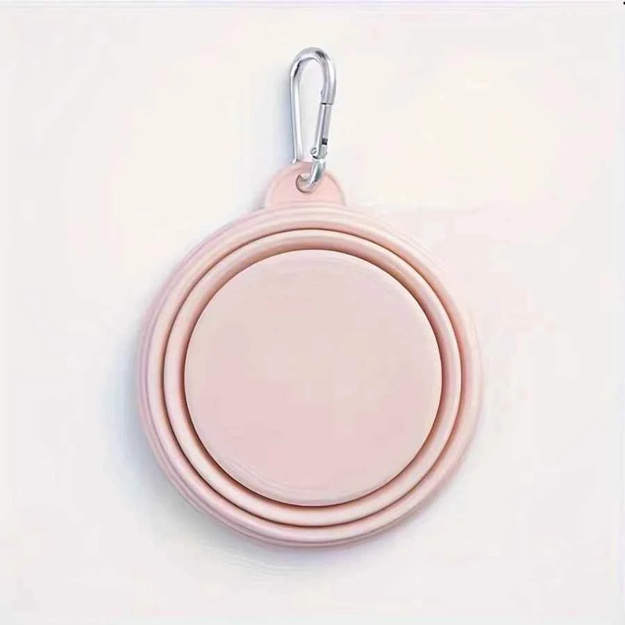 Hanging Dog Pet Folding Silicone Bowl 350ml Outdoor Travel Portable Food Water Container Feeding Tray Bowl Macaron Color Supplie