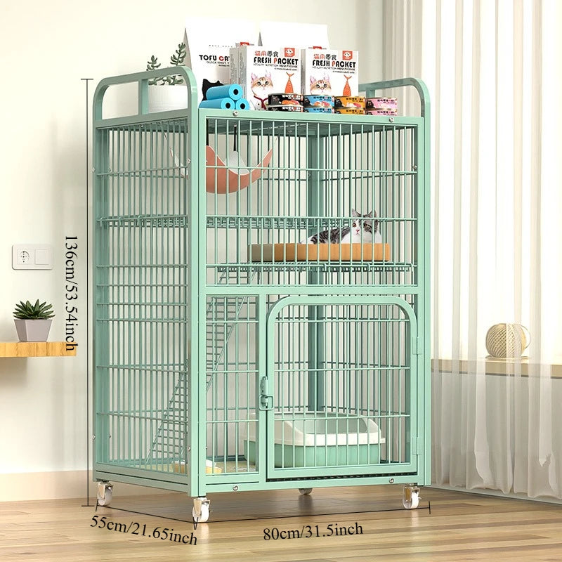 Large Metal Cat Cage with Wheels Multi-Level Pet Playpen Indoor Cat Kennel with Platforms and Ramps for Kittens and Adult Cats - Play Paws Toys