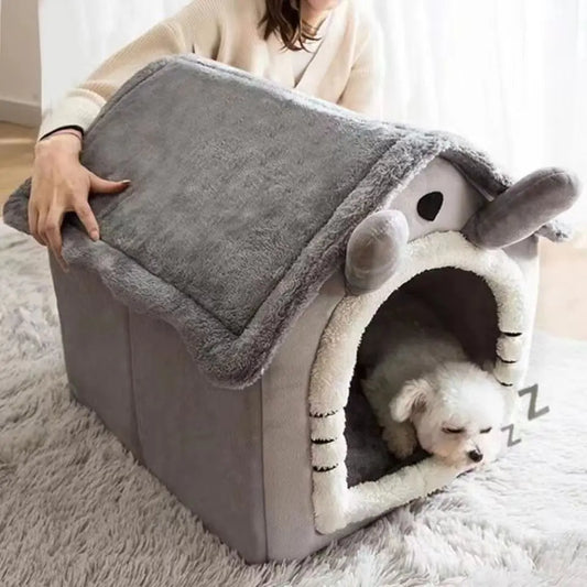House Style Pet Bed for Small Dogs & Cats - All Season Removable Washable Dog House Winter Warm Teddy Bed Pet Supplies - Play Paws Toys