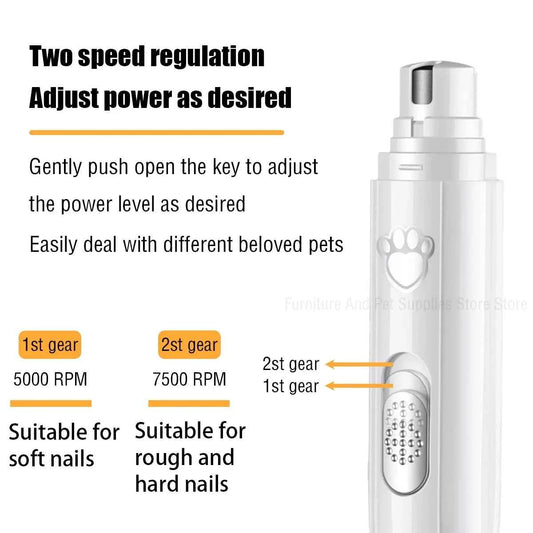 Electric Dog Nail Grinder Pet Nail Clipper USB Rechargeable Pet Nail Trimmers Painless with Polisher Wheel for Small/Large Pets