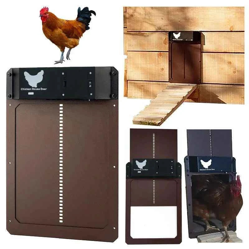 Automatic Chicken Coop Door Chicken House Door Light Sensor Farm Chicken Opener Pets Duck Cage Door Supplies Battery Powered