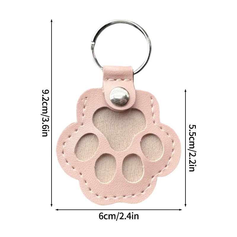 Memorial Leather Pet Hair Storage Bag Cat Paw Keychain Kitten Souvenir Fur Container Pendant Portable Handmade Key Accessories