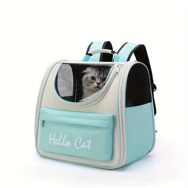 Large capacity collapsible pet backpack with zip closure, handle and mesh vent, perfect for cats and small dogs traveling - Play Paws Toys