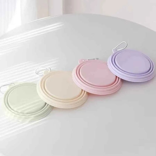 Hanging Dog Pet Folding Silicone Bowl 350ml Outdoor Travel Portable Food Water Container Feeding Tray Bowl Macaron Color Supplie