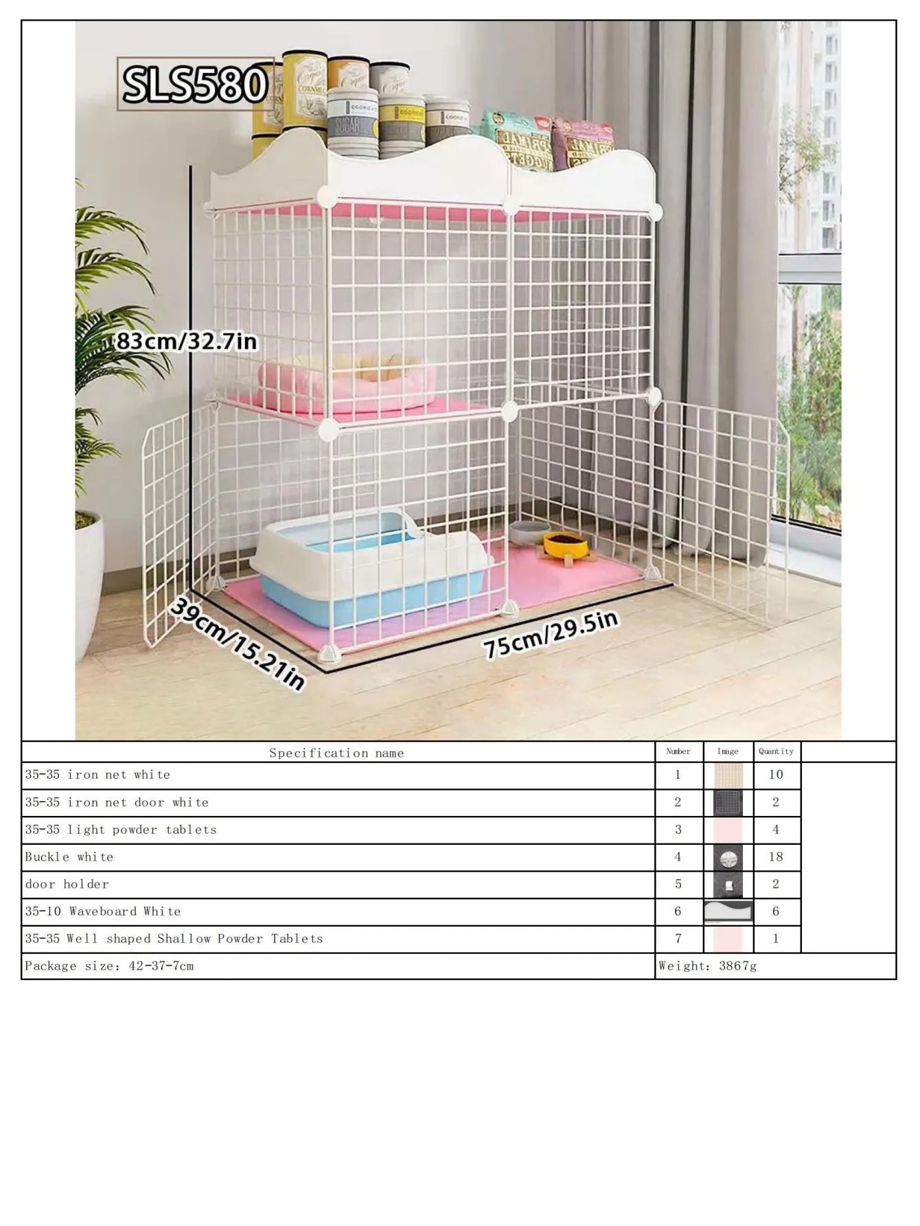 Cat Cage for Home Use, Indoor Pet Cat Large Space, Luxurious Small Cat House, Three-Story Multi-Cat Portable Assembly Empty Cage - Play Paws Toys