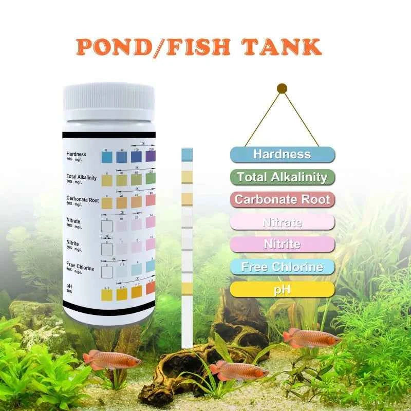 Aquarium Test Strips Freshwater pH Water Quality Test Kit for Fish Tank Ammonia Nitrite Nitrate Testing Swimming Pool