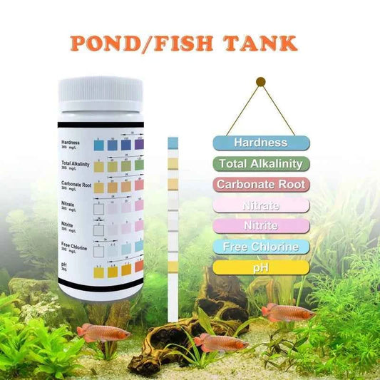 Aquarium Test Strips Freshwater pH Water Quality Test Kit for Fish Tank Ammonia Nitrite Nitrate Testing Swimming Pool