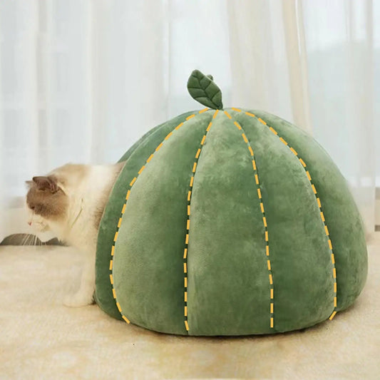 Thickened Halloween Pet Bed Enclosed Cat Nest Warm Cat Bed Pumpkin Shape Pet Sleeping House for Cats Washable Cat Sleeping Bed - Play Paws Toys