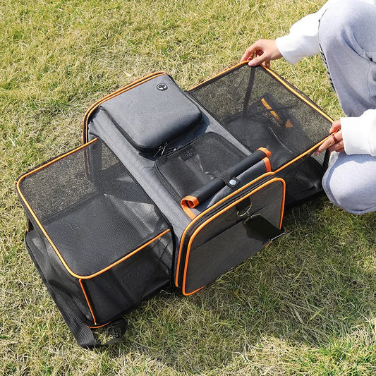 Cat Bag Foldable Large Capacity Cat Outdoor Car Expansion Portable Pet Handbag Breathable Diagonal Cross Bag for Cats and Dogs - Play Paws Toys