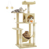 Feandrea Cat Tree, 55.1-Inch Cat Tower, Plush Multi-Level Condo with 4 Scratching Posts, 2 Perches, Hammock, Cave