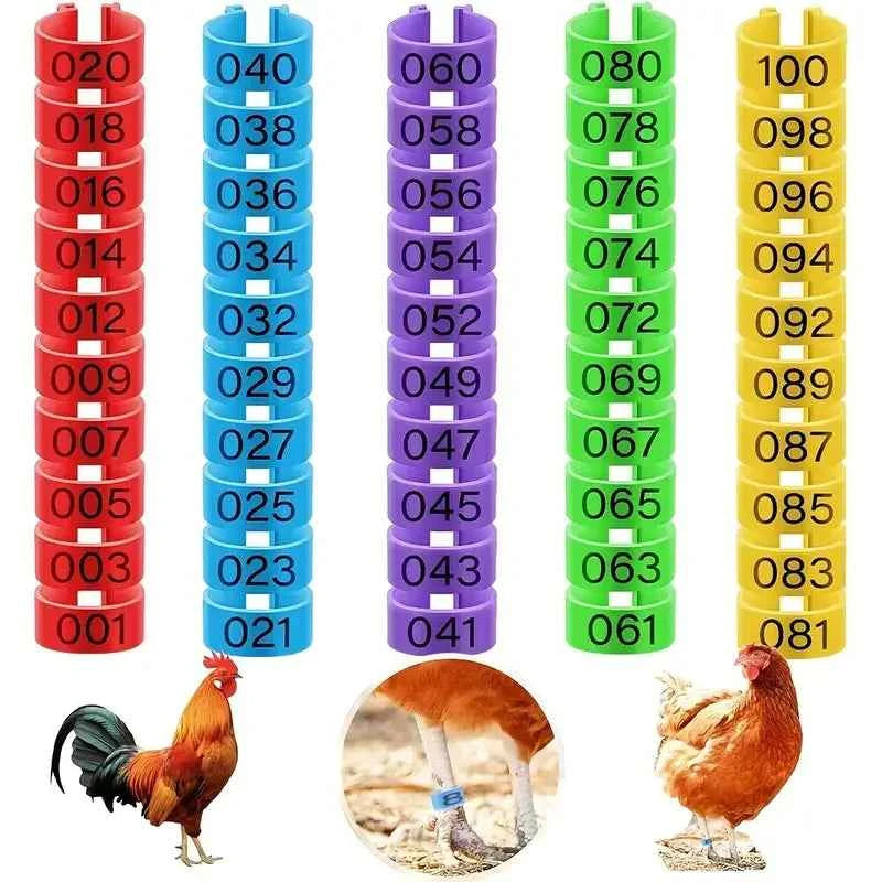100 pcs Chicken Foot Rings Label Clasp Plastic Poultry Leg Snap Ratchet Clip Digital Duck Pigeon Goose Farm Feed Tool