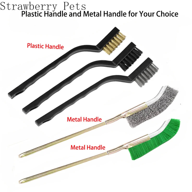 13cm Steel Wire Brush Aquarium Algae Cleaning Brush Nylon Brush Aquarium Cleaner Fish Tank Stain Cleaning Tools Accessories 3pcs
