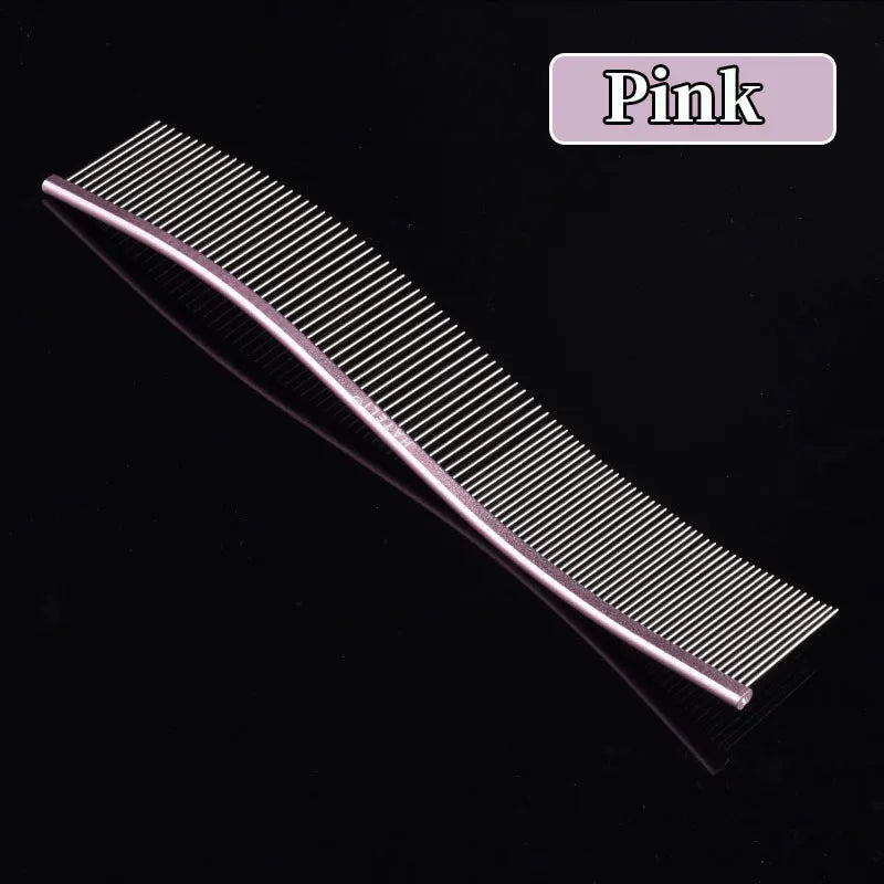 Pet Pink Comb Cat Dog Professional Stainless Steel Grooming Comb Dense Sparse Teeth Dog Cat Cleaning Brush Hair Reemoval Comb