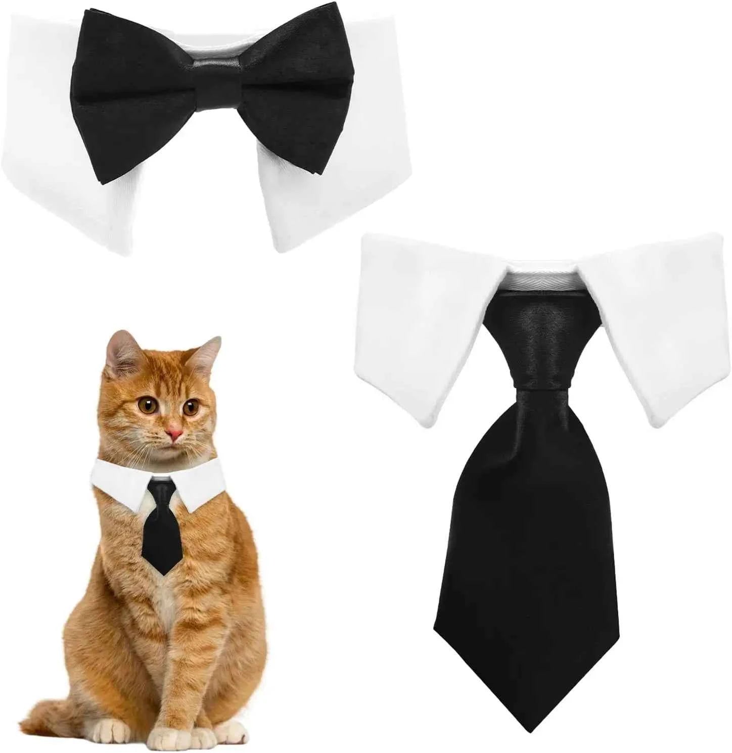 Bow Tie Cat Collar, Dog Cat Tuxedo Collar, Cat Wedding Bowtie, Adjustable Formal Collar Neck Tie, Formal Pet Cats Necktie for Ca