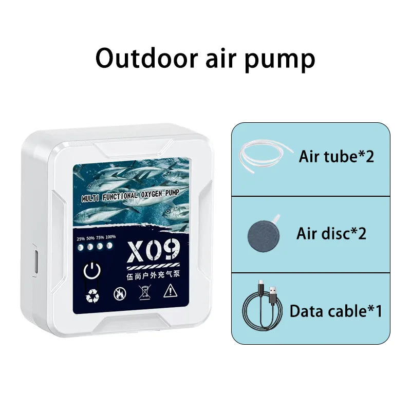 Aquarium Fish Tank Oxygen Pump Charging Dual-Purpose Air Pump Usb Lithium Battery Household Portable Fishing Mute 2400ma Outdoor