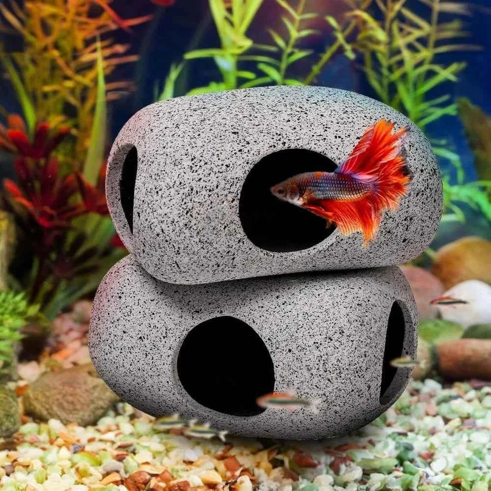 Purple Clay Aquarium Hideaway Rock Simulation Crafts Natural Touch Fish Tank Ornament Landscaping Decoration Aquarium Decoration