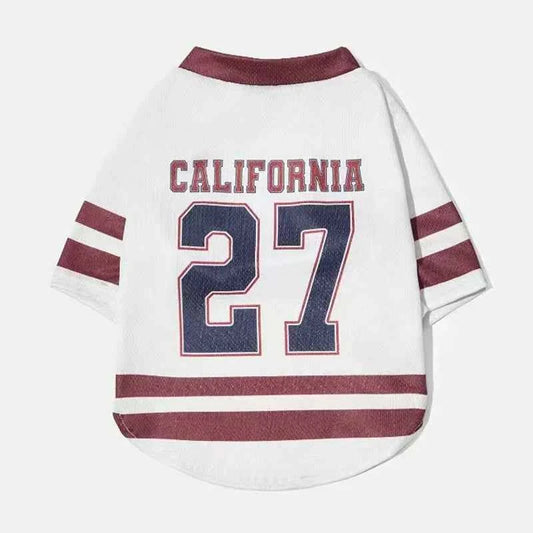 CALIFORNIA 27 Mesh Breathable Dog Jersey Basketball Clothing Teddy Sport Puppy T-Shirts Summer Pet Cat Shirts for Small Dogs