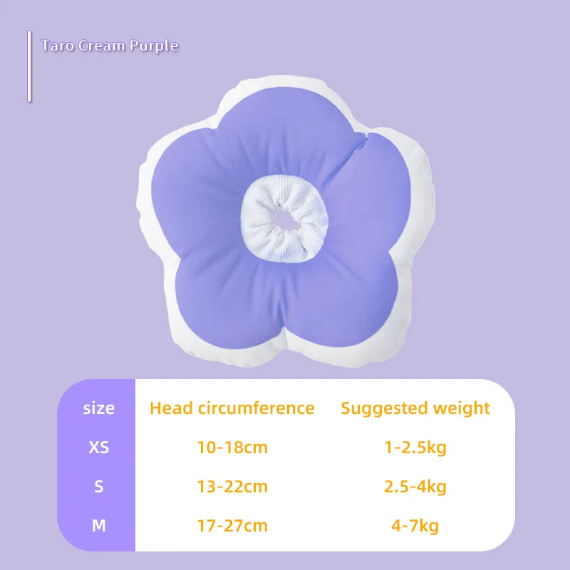 HOOPRT Cat Flower Elizabeth Cotton Neck Pet Collar Adjustable Anti-Bite Surgery Cute Solar Flower Neck Cone Beauty Head Cover