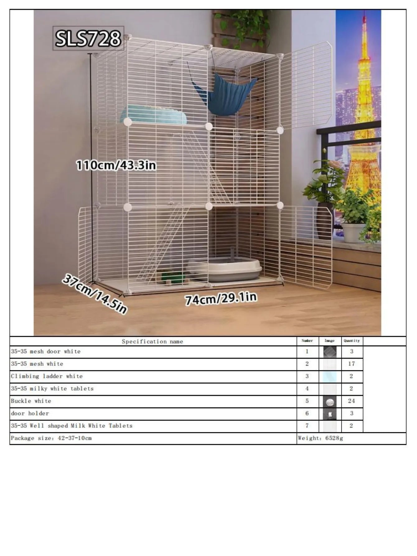 Cat Cage for Home Use, Indoor Free Space Cat House, Cat Shelter, Cat Nest, Pet Cage, Three-Story Small Cat Villa - Play Paws Toys