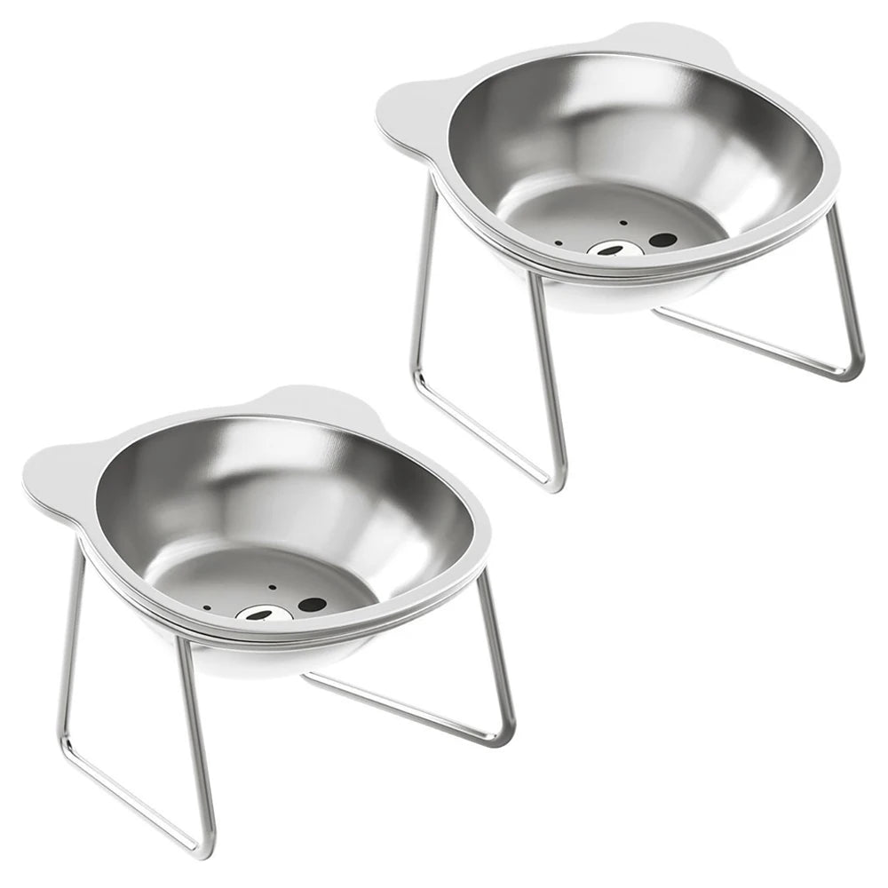 Stainless Steel Cat Bowls Raised Whisker Fatigue Relief Cat Plates Pet Water Dish Kitten Bowls Pet Bowls for Cats Food Bowls - Play Paws Toys