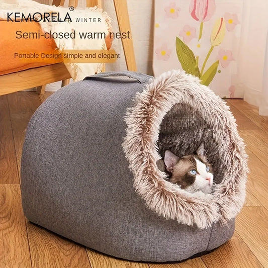 KEMORELA Cat Bed Comfortable Pet Sleeping Bed, Portable Cat Bed Warm And Thickened Pet Bed With Handle Portable Cat Bed - Play Paws Toys