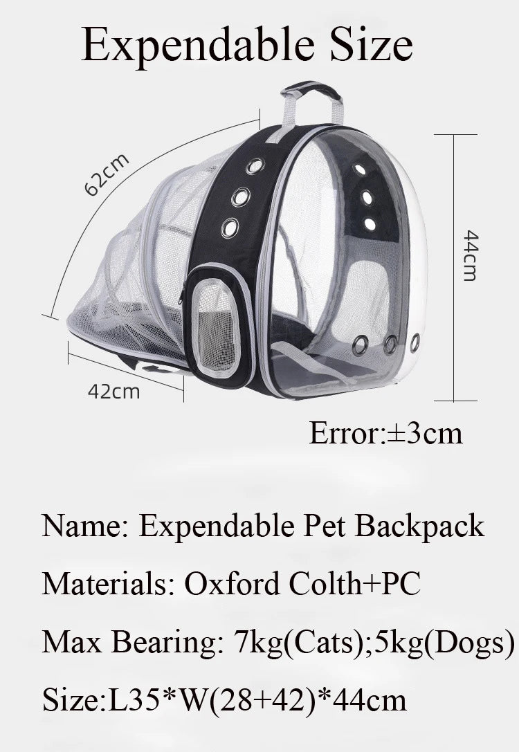 High Quality Astronaut Portable Cat Travel Bag Breathable Space Capsule Expandable Transparent Carrier Pet Backpack For Cat Dog - Play Paws Toys