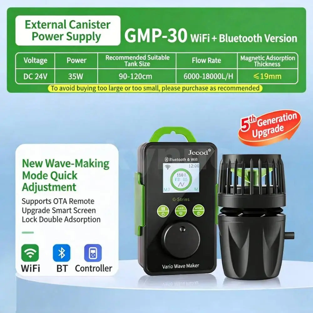 Jebao Jecod GMP Series Cordless Aquarium Vario Wavemaker Pump Bluetooth APP Controlled for Marine Coral Reef Fish Tank