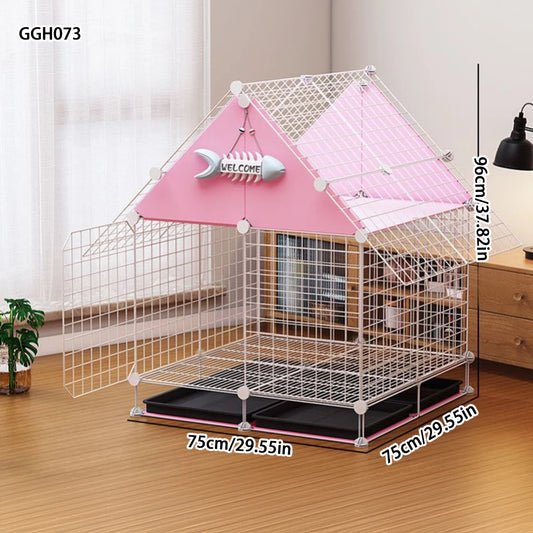 Cat Cage for Home Use, Indoor Pet Cat Large Space, Luxurious Small Cat House, Three-Story Multi-Cat Portable Assembly Empty Cage - Play Paws Toys