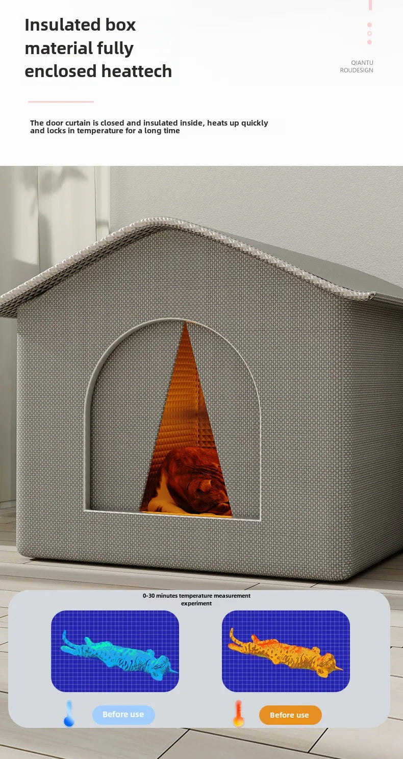 Stray Cat dog House Waterproof Outdoor Winter Warm Pet Cave Sleeping Beds Home Foldable Washable for Small Dog Puppy Supplies - Play Paws Toys