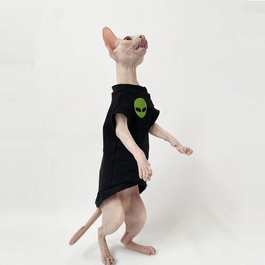 Cat Clothes for Sphynx Fashion Black Cotton Coat for Cat Striped Winter T-shirt For Devon Rex Soft cotton T-shirt Cat costume - Play Paws Toys