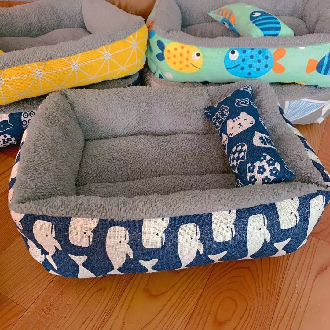 Soft Pet Bed Cat Bed Dog Bed Pet Mattress with Pillow Winter Warm Comfortable Sleeping Mat for Cats Dogs Plush Cat Mat Cat House - Play Paws Toys