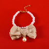 Pet Pearl Diamond Bow Necklace Princess Style Bow Tie Pendant Birthday Cat Puppy Collar