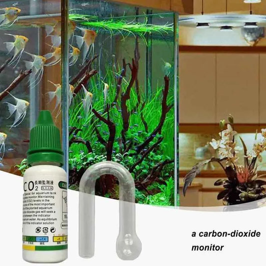 Aquarium CO2 Indicator Solution 15ml Fish Tank Long-Term Monitor CO2 Test PH Liquid ForAquatic Plants (Used with Drop Checker)