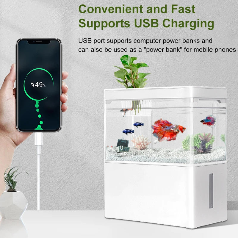 Mini Fish Tank 3L Desk Fish Tank 5L Water Plastic Fish Tank Botton Filter With Water Pump Fish Bowls