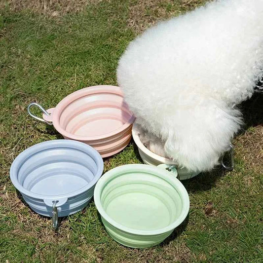 350ml/1000ml Collapsible Dog Bowl Outdoor Travel Pet Drinking Bowl for Dog Cats Folding Silicone Bowl Puppy Food Container