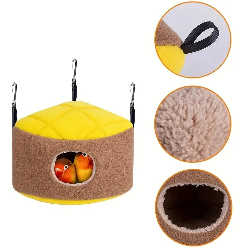 Warm Bird Nest Winter House Snuggle Hut Hanging Hammock Cage Accessories Plush Hideaway for Gerbil Small Parrot Parakeet Cockati
