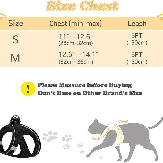 Dog Harness and Leash Set for Walking, Escape-Proof Vest Harness with Soft Mesh, Adjustable Straps, Reflective Strips, Suitable for Kittens and Puppies