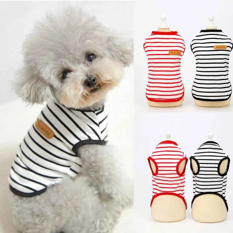 Striped Puppy Sleeveless Vest Spring Summer Pet Clothes for Small Dogs Pomeranian Chihuahua Pullovers Kitten T-shirts Outfits