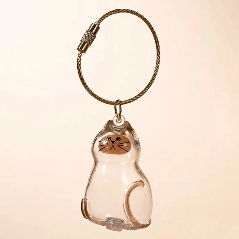 Dog Cat Hair Storage Pendant Keychain Box Couple Car Key Chains Jewelry Souvenir Pet Lover Keepsake Memorial Keychain Gift Decor