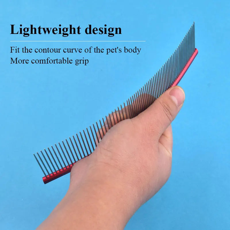 19cm Pet Curved Comb Stainless Combs Professional Pet Grooming Comb Dense Sparse Teeth Dog Cat Cleaning Brush Open Knot Combmb