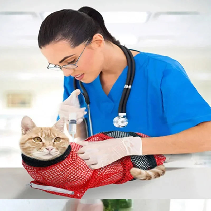 Cat Grooming Mesh Washing Bags for Pet Bathing Nail Trimming Injecting Anti Scratch Bite Restraint Anti-escape Cat Bag - Play Paws Toys