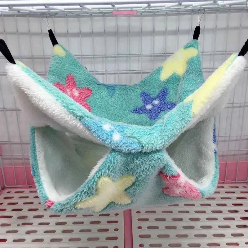 1/2pcs Hamster Hideout Cage Print Fleece Guinea Pig Sugar Glider Sleeping Bed Rodent Hammock Rat Little House Animals Supplies