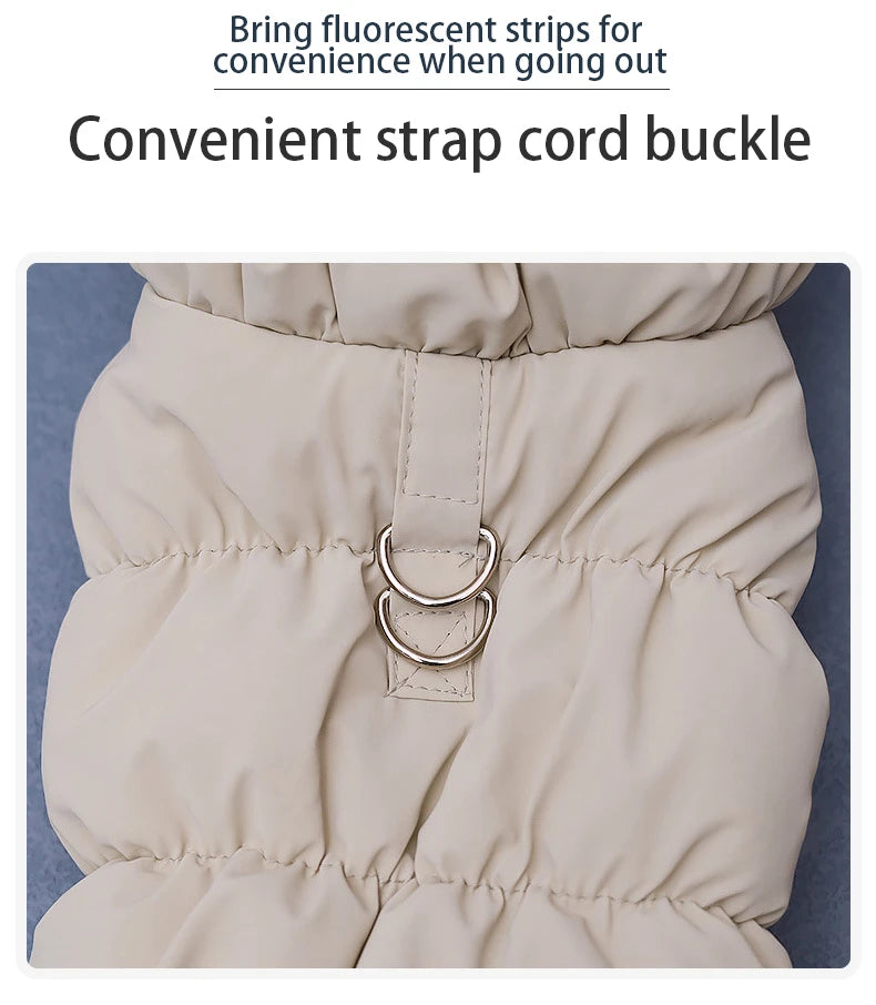Luxury Winter Dog Coat Vest Warm Cotton Pet Jacket Coat Thickened Designer Dog Clothes with D-ring  Ropa Para Perro