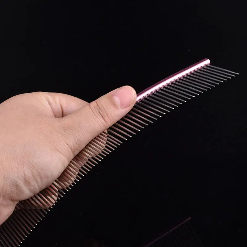 Pet Pink Comb Cat Dog Professional Stainless Steel Grooming Comb Dense Sparse Teeth Dog Cat Cleaning Brush Hair Reemoval Comb