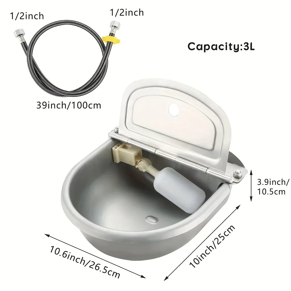 Automatic Gravity-Fed Outdoor Pet Water Dispenser Bowl with Built-In Reservoir,  Dogs, Cats,Easyclean Material