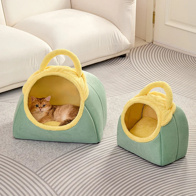 Cute Cat Beds for Indoor Cats Large Cat Cave Bed with Removable Washable Cushioned Pillow, Cozy Kitten Tent with Non-Slip Bottom - Play Paws Toys