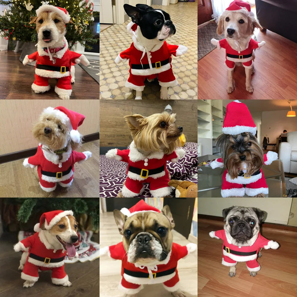 Christmas Dog Santa Claus Outfits For Small Medium Dogs Funny Cosplay Costume Cat Clothing Dressed Up Yorkshire Pug Pet Clothes